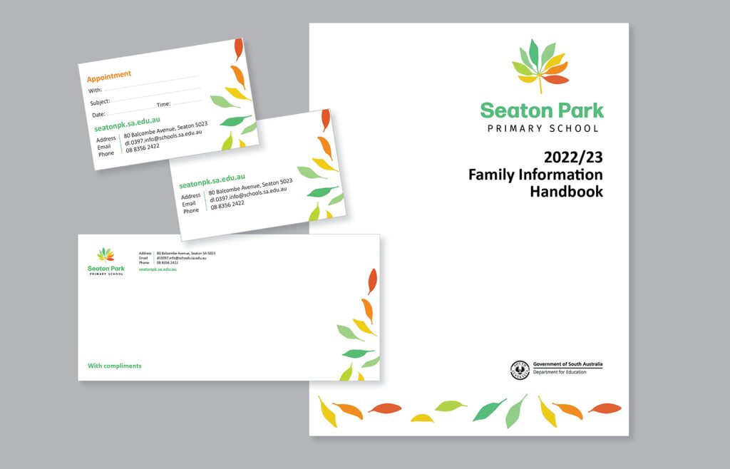 Seaton Park Primary School Stationery leaf design by OBH Print