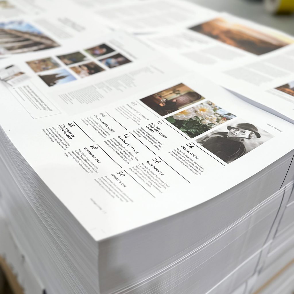 Pages printed and guillotined for National Trust Magazine